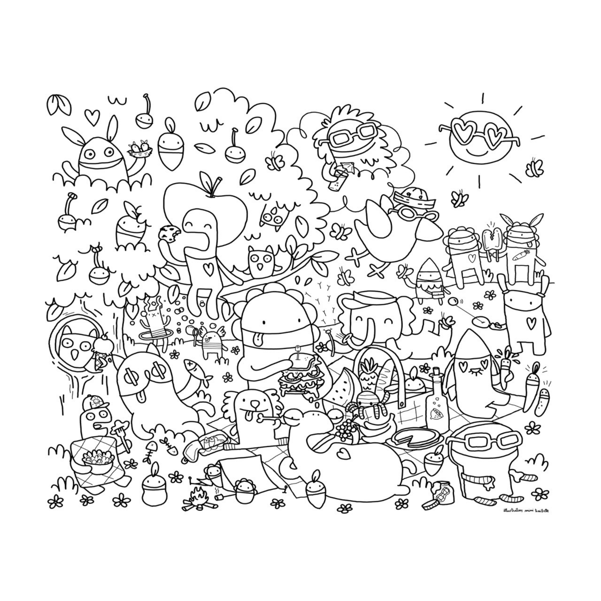 SUMMER PICNIC - GIANT COLORING PAGE
