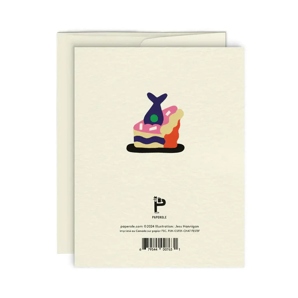 CARTE DE SOUHAITS - CHAT FESTIF