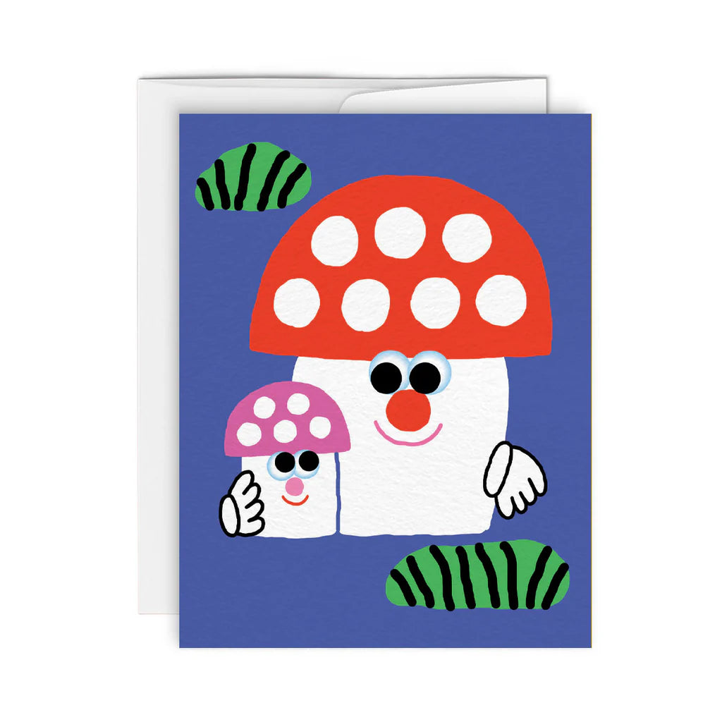 CARTE DE SOUHAITS - FAMILLE DE CHAMPIGNONS