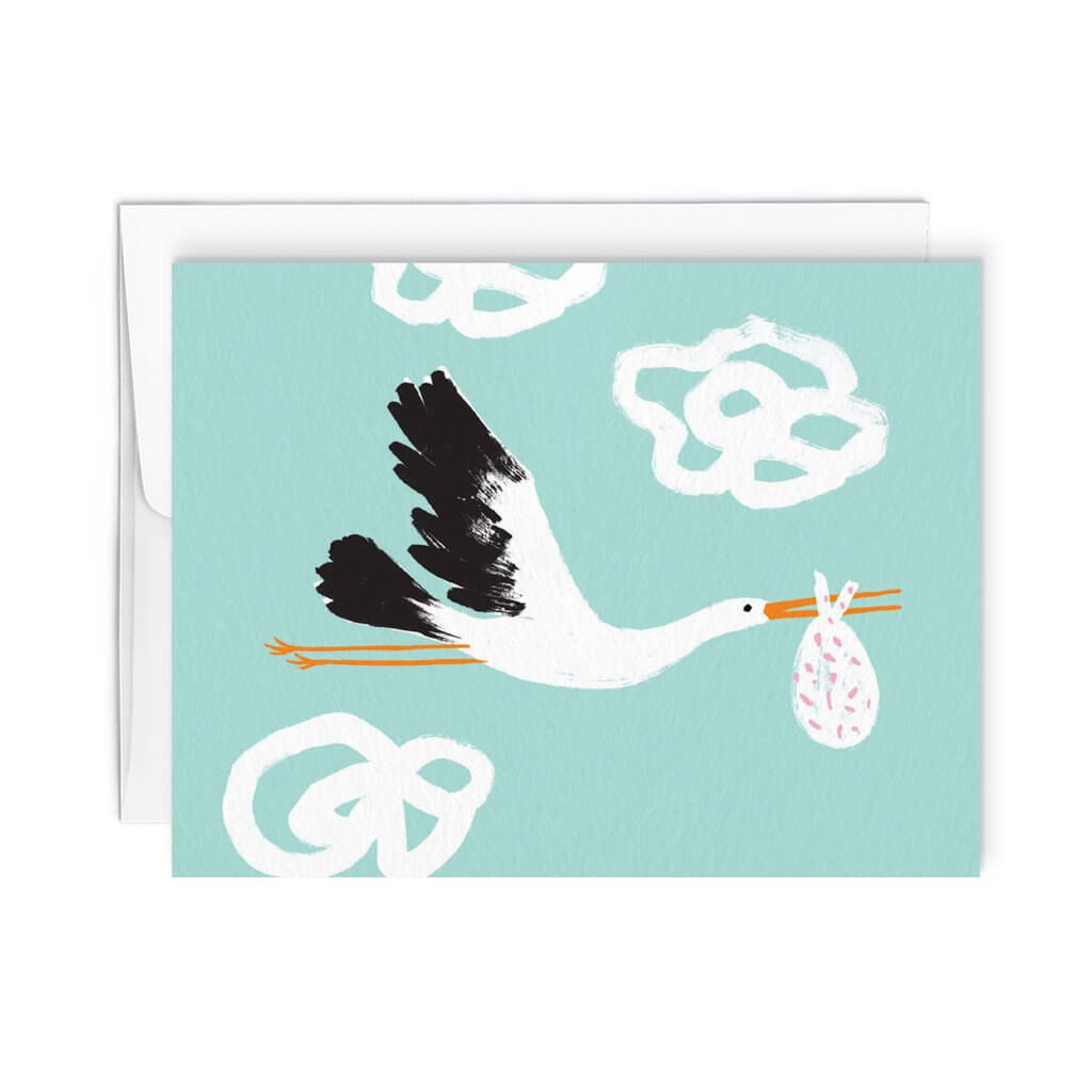CARTE DE SOUHAITS - CIGOGNE