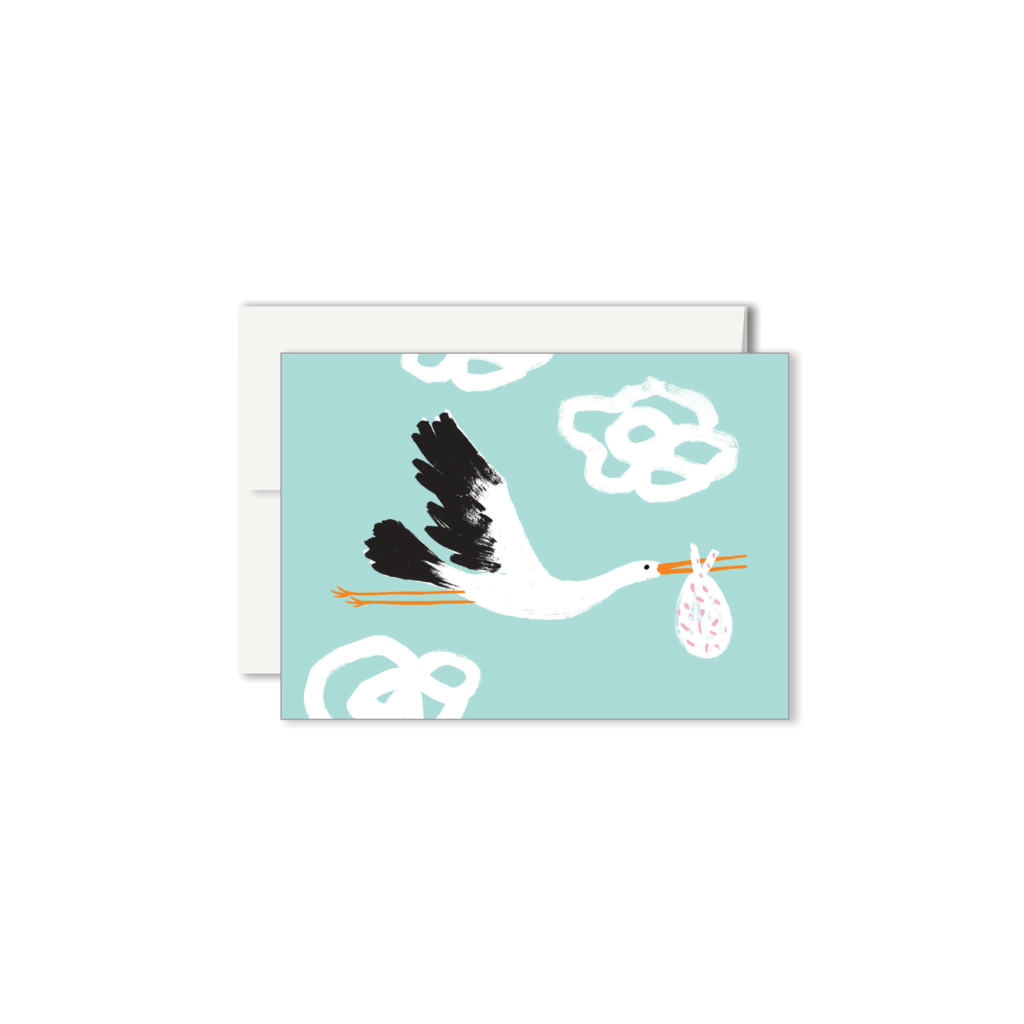 MINI CARTE DE SOUHAITS - CIGOGNE