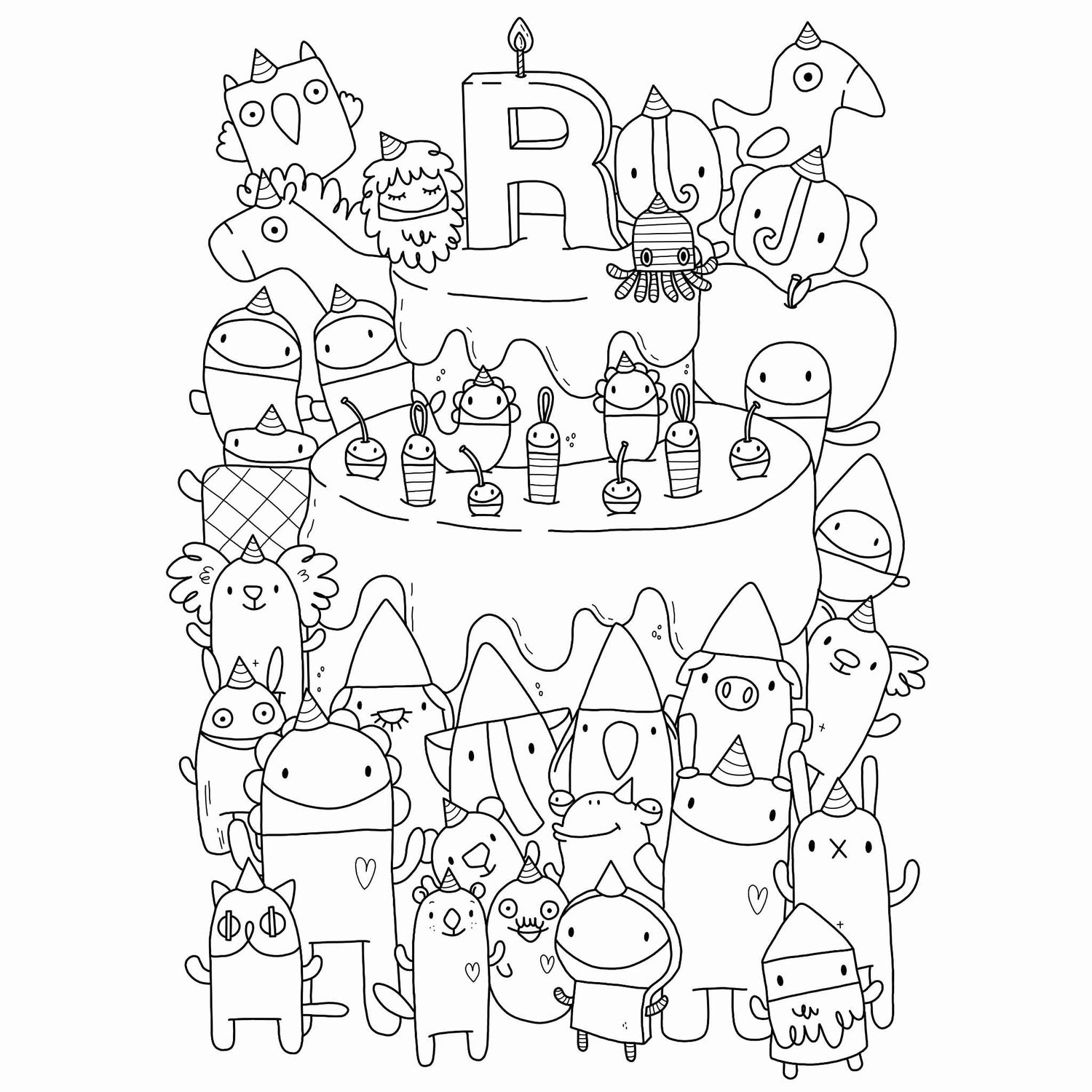 HAPPY CAKE - GIANT COLORING PAGE 