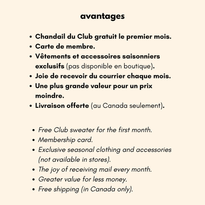 CLUB RAPLAPLA - ABONNEMENT MENSUEL