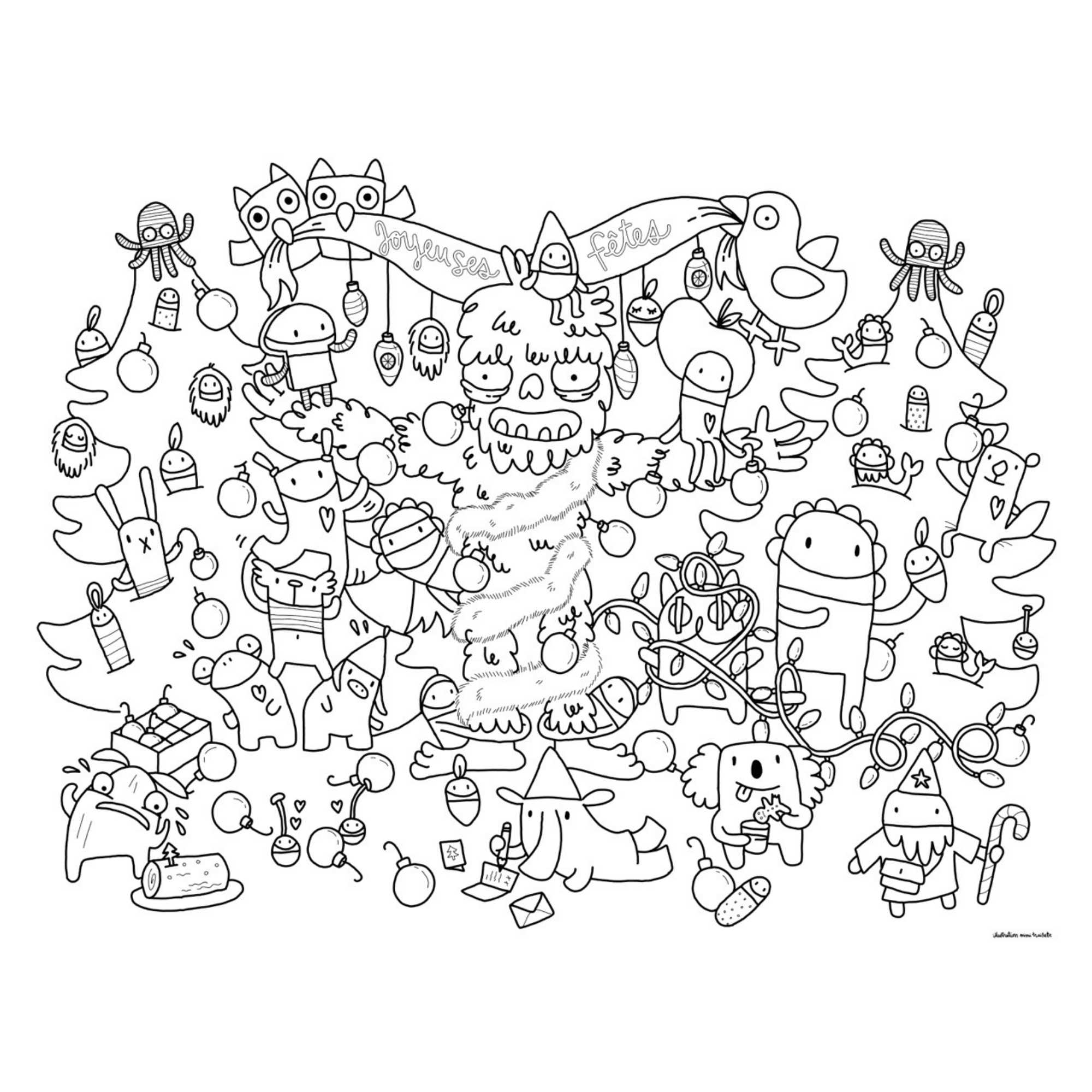 HAPPY YETI - GIANT COLORING PAGE 