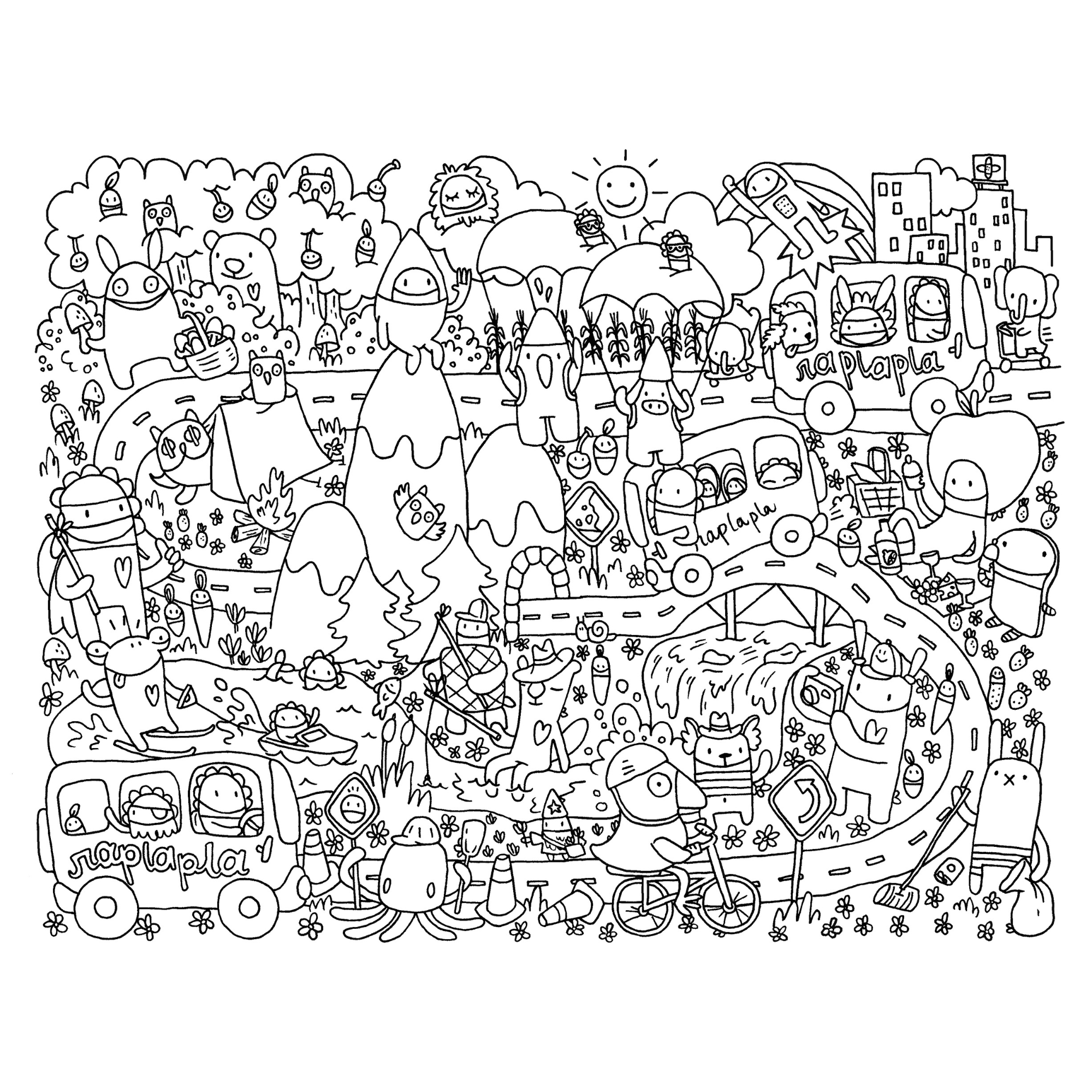 RAPLAPLAVILLE - GIANT COLORING PAGE 