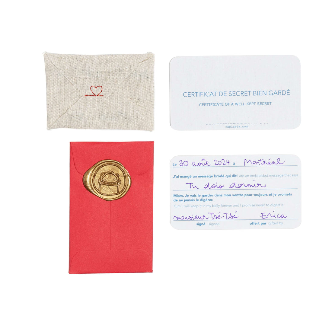 PERSONNALISATION - SECRET BIEN GARDÉ - MESSAGE BRODÉ