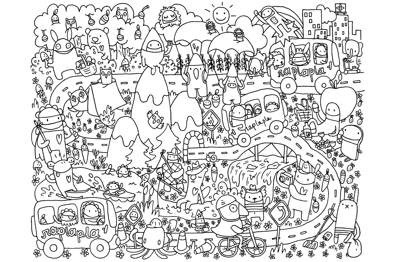 coloriage geant - 4 COLORIAGE GÉANT: RAPLAPLA-VILLE – raplapla